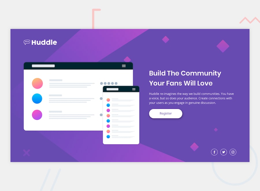 Huddle landing page